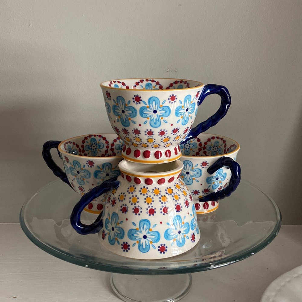 Set of FOUR ANTHRPOLOGIE mugs